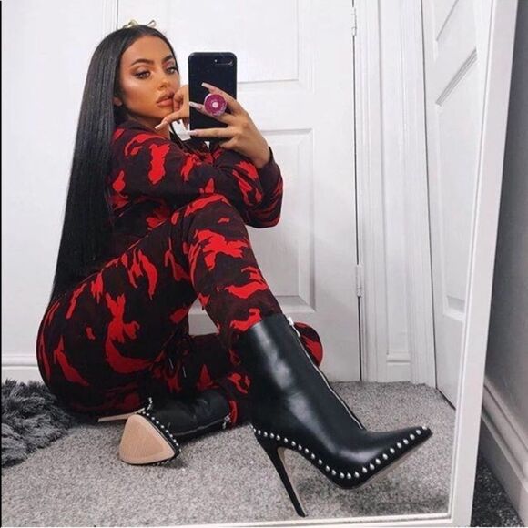 Black studded trim ankle booties - Picture 7 of 8